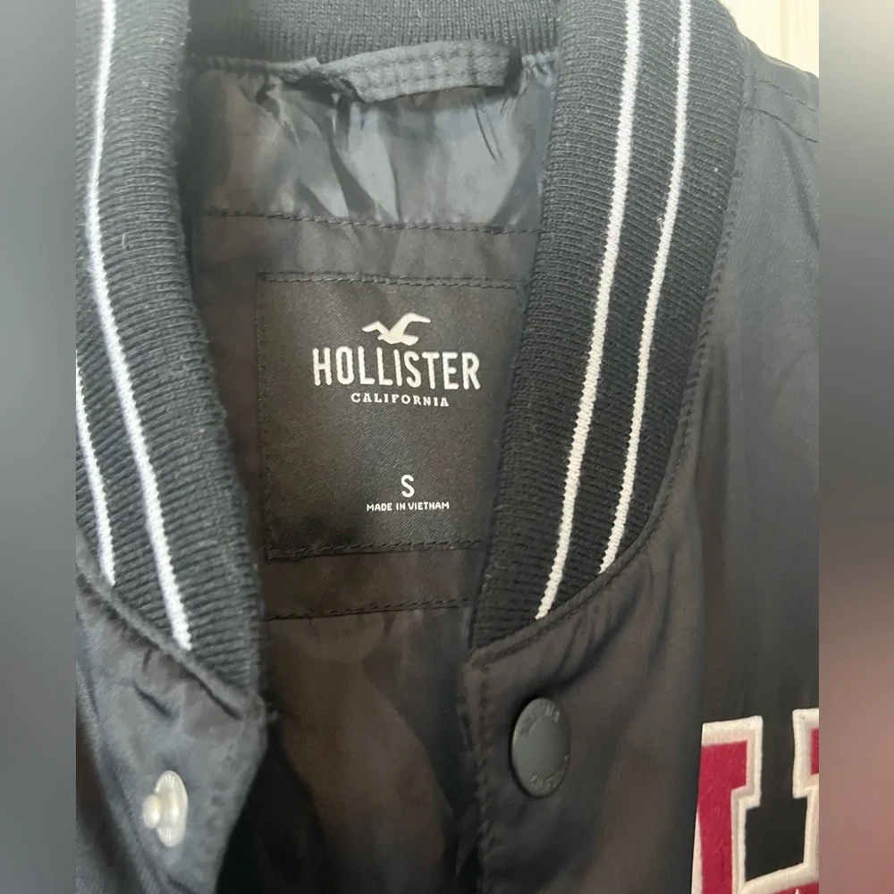 Hollister black and light grey varsity jacket. Size Small - Picture 3 of 7